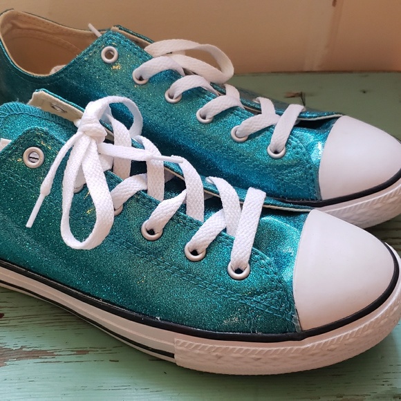 turquoise glitter converse